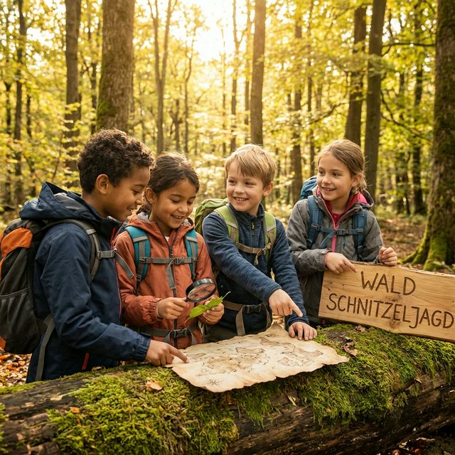 Blog-Beitrag: Wald-Schnitzeljagd: Natur-Abenteuer für kleine Entdecker - Plane eine Wald-Schnitzeljagd die Kinder begeister...